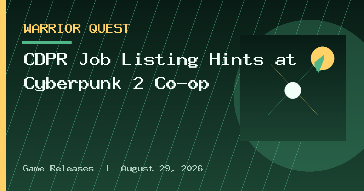 CDPR Job Listing Hints at Cyberpunk 2 Co-op
